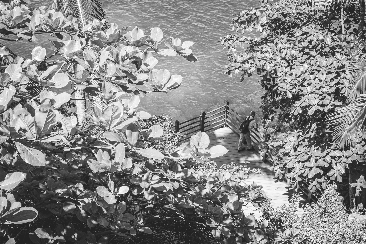 Man standing on the viewing platform at Palawan Beach - Sentosa Island - Singapore