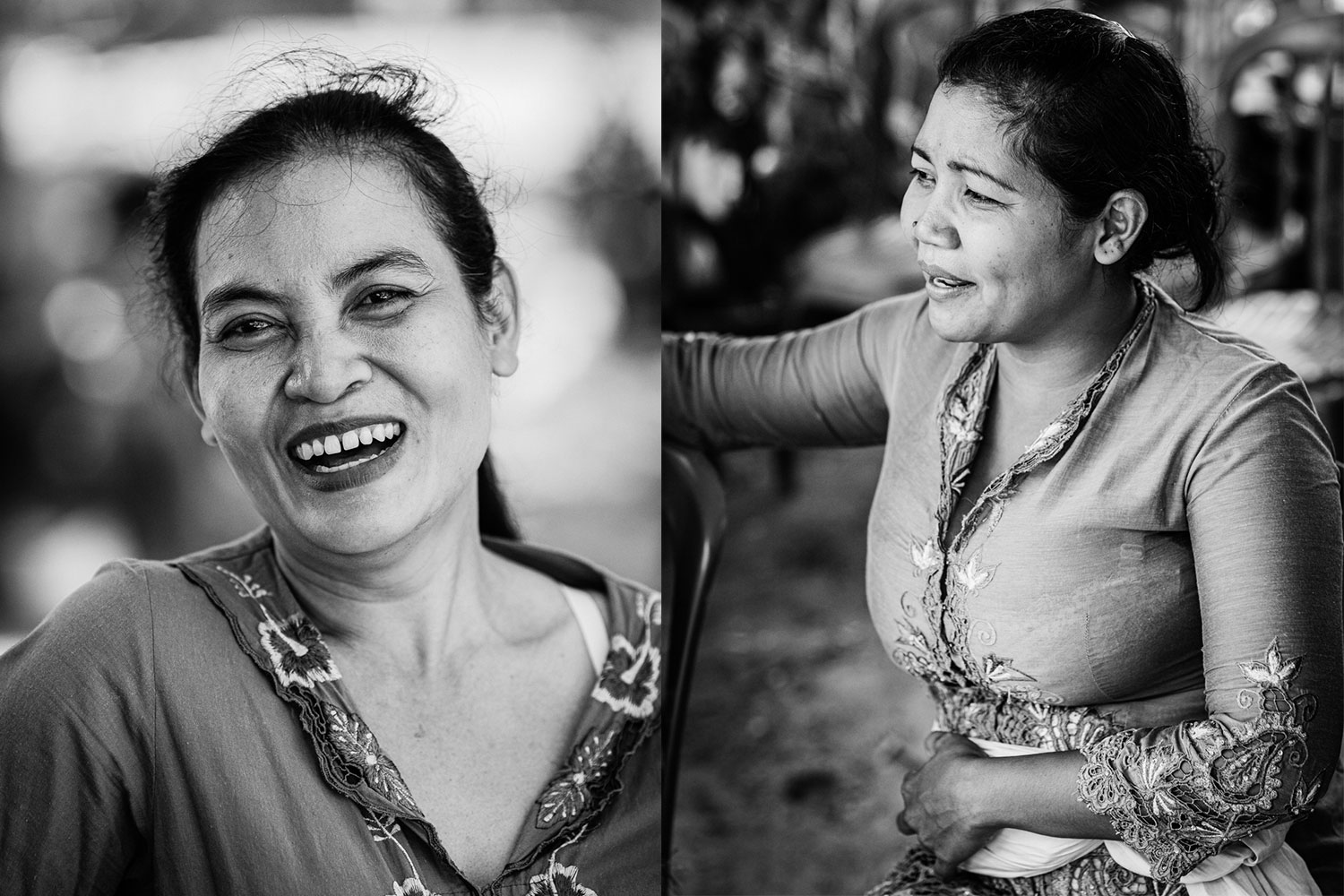 Portrait photo of two young woman celebrating at a Balinese cremation