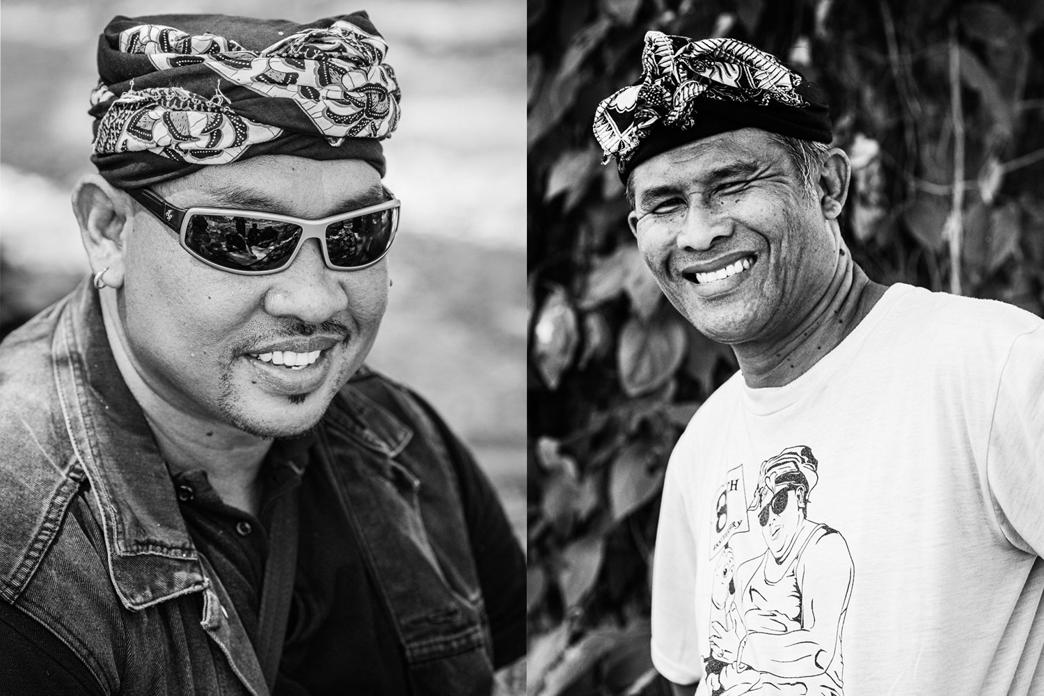 Portrait photo of two men taken in Bali at a cremation ceremony