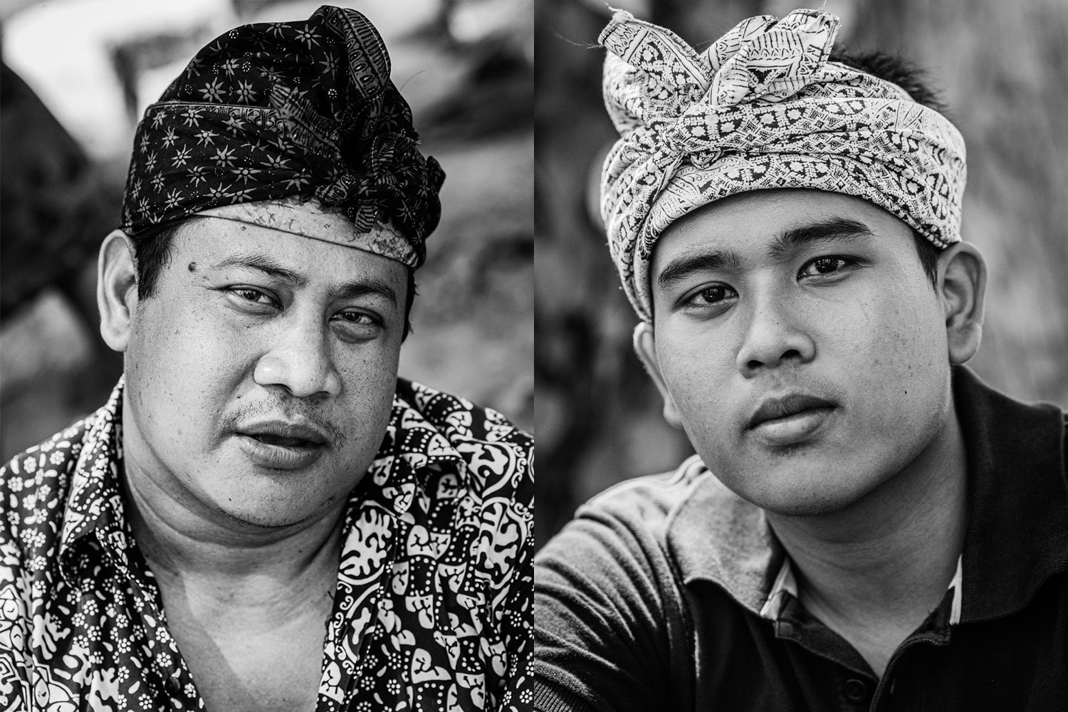 Portrait photo of two young men taken in Bali at a cremation