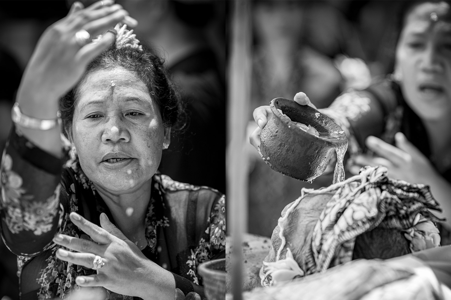 Ngaben cremation in Bali, holy water bought from the High Priestess’s home will cleanse spiritual impurities.