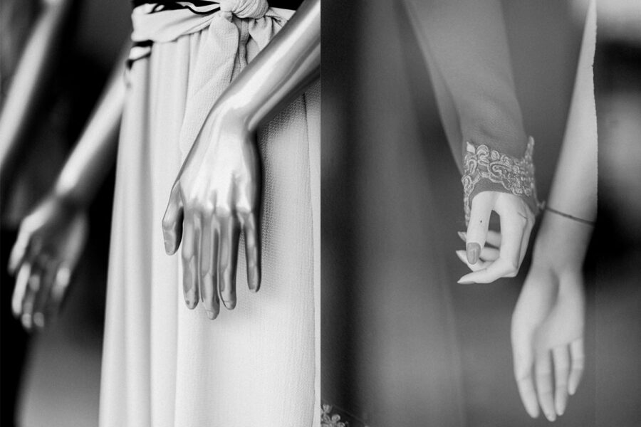 Shop mannequin hands photo in black and white