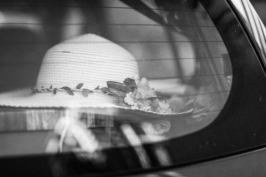 Woman's hat black and white photo