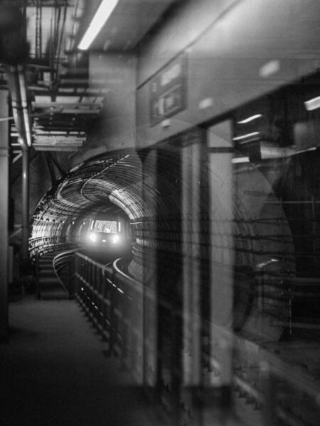 Train station photography, train arriving at the platform in Kuala Lumpur, Malaysia