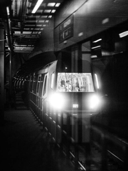 Rail train arriving at the MRT platform KL Kuala Lumpur Malaysia