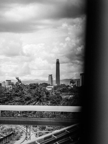 Rail view of Pasar Seni - Chinatown - from the carriage of the LRT rail train