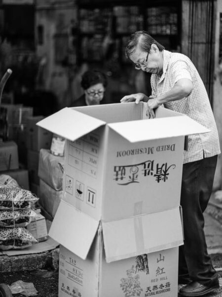 Dried mushroom boxes in Pasar Seni, Kuala Lumpur - Malaysia