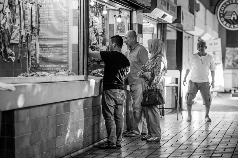 Buying meat at the wet market in Taman Tun Dr Ismail [TTDI] Kuala Lumpur - Malaysia