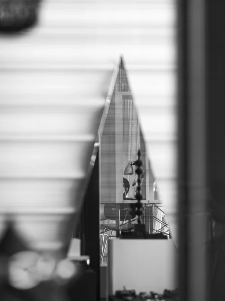 A triangle-shaped mirror.