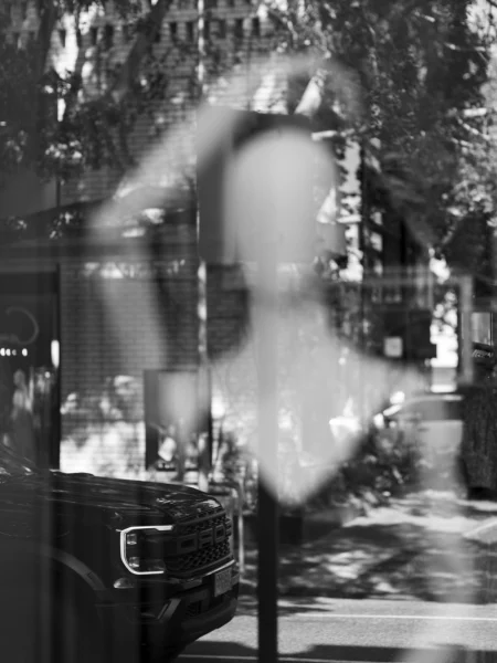 Reflection of a shop mannequin on James Street, Brisbane.
