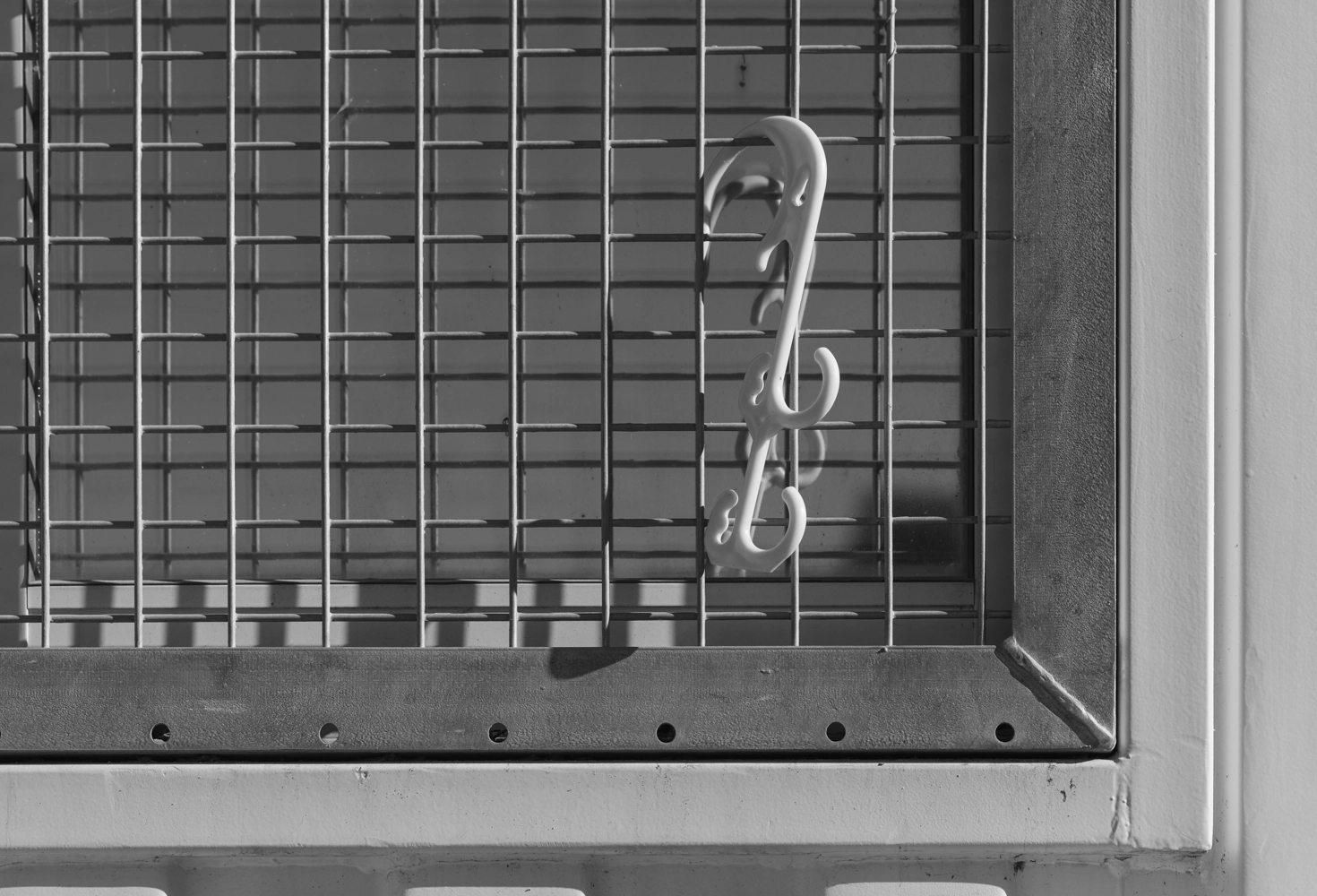 Hooks hanging on a construction site barrier – Newstead, Brisbane.